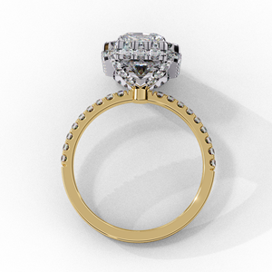 Bague de fiançailles en diamant de laboratoire 2.92ct Radiant Cut 14K plaqué or Solitaire Halo IGI certifié pour mariage - Product Image 3