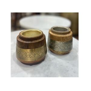 Juego de 2 Quemadores de Incienso de Madera y Acero Inoxidable, Diseño Maravilloso, Forma Redonda, Quemador de Oud para Bodas y Fiestas - Product Image 1