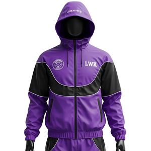 Top qualité personnalisé hommes survêtements fermeture éclair veste en nylon et pantalon survêtement ensembles de gymnastique survêtement unisexe impression Logo survêtements - Product Image 4