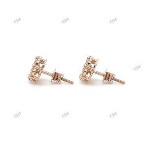 <b>Cute</b> Rose Gold Plated Round Cut Moissanite Diamonds <b>Earrings</b> Sterling Silver Diamonds Studded Studs <b>Earrings</b> For Womens Day Gift - Product Image 6
