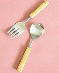 Ensemble de couverts à salade tendance en acier inoxydable avec manche en bois et résine de haute qualité pour hôtel, cuisine, mariage - Product Image 5