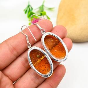 Pendientes de Ámbar Báltico, Plata de Ley 925, Joyería de Piedras Preciosas de Ámbar Hecha a Mano, Regalo para Mujer, Aniversario, Moda - Product Image 6