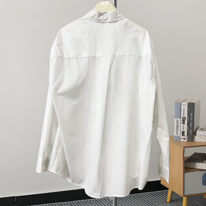 Camisas y Blusas Holgadas de Algodón Transpirable de Manga Larga Retro Extra Grandes para Mujer con Logotipo Frontal - Product Image 6