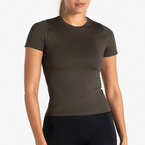 T-shirt de fitness à manches courtes extensible et à séchage rapide pour femmes de haute qualité pour les entraînements cardio de yoga en hiver - Product Image 1