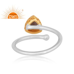 Best Selling Sterling Silver Natural Smoky Quartz Gemstone <b>Adjustable</b> <b>Ring</b> Custom Jewelry Manufacturer - Product Image 4