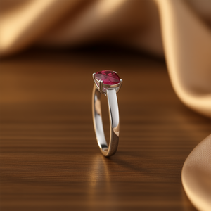 Anillo Minimalista de Plata de Ley 925 con Rubí Natural de 0.18ct en Forma de Gota de Agua para Mujer - Product Image 3