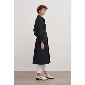 Manteau long pour femme avec épaulettes, noir, printemps-automne - Product Image 2