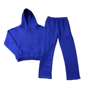 Combinaison de sport d'hiver pour hommes avec logo personnalisé Ensemble pantalon de survêtement et sweat à capuche en polaire de grande taille Survêtement personnalisé avec pantalon à capuche à la mode - Product Image 1