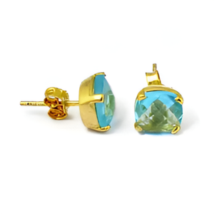 Cushion Briolette <b>Blue</b> <b>Topaz</b> Gemstone Handmade Stud <b>Earrings</b> 925 Sterling Silver Jewelry Fashionable <b>Earring</b> For Women. - Product Image 4