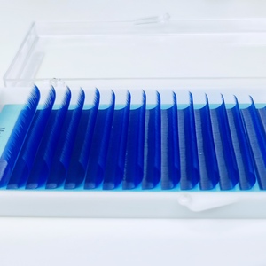 High Quality Colored Promade CC Curl Eyelash Extensions Single Length Blue 0.15mm Easy Application with Vietnam OEM/ODM <b>Model</b> - Product Image 4