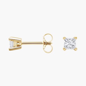 Petites boucles d'oreilles en diamant de laboratoire taille princesse 0,50 ct en or massif 14 carats, cadeau d'anniversaire de mariage - Product Image 4