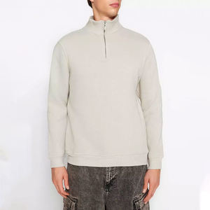 Vente chaude confortable sweat à capuche léger à manches longues col rond demi-fermeture éclair sweat-shirt pour hommes - Product Image 1