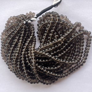 4mm 6mm 8mm 10mm Quartz fumé brun naturel lisse Rondelle perles de pierres précieuses brins prix de gros fabricant fabrication de bijoux - Product Image 1