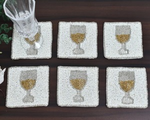 Champagne thème perlé caboteur fait à la main décoratif boisson tapis cuisine Table à manger thé café support de tasse en vrac fournisseur en gros - Product Image 4