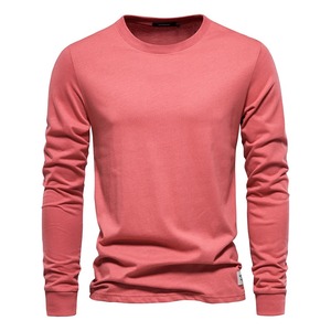 Solid Color Cotton T Shirt <b>Men</b> Casual O-neck <b>Long</b> <b>Sleeved</b> <b>Mens</b> <b>Tshirts</b> Spring Autumn High Quality Basic T-shirt Male - Product Image 1