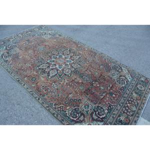Grand tapis turc vintage 5x9,4 pi (152x285 cm), tapis persan brun - Product Image 4
