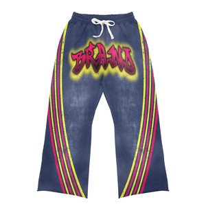 Chándales de entrenamiento con diseño de logotipo de marca reflectante a precio barato, conjuntos de dos piezas personalizados, conjuntos de pantalones con capucha a rayas - Product Image 5