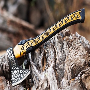 Gran oferta, hacha y hachas personalizadas de grado DIY, hacha de acero al carbono hecha a mano con mango de madera de rosa, vaina de cuero fino, grabado ácido - Product Image 5