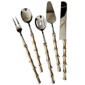 Último Diseño Comprar EN LA India Cuchara Cuchillo y Tenedor Acero Inoxidable Metal Elegante Plata Pulida Utensilios de Servicio PARA EL Hogar Hotel - Product Image 2