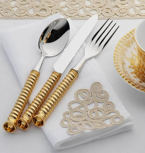 Couverts faits à la main cuillère fourchette événement fêtes restauration décoratif or en acier inoxydable outils de service - Product Image 4