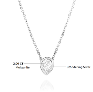 Collar de Plata de Ley 925 con Colgante de Moissanita VVS de 2.00 Quilates con Engaste de Bisel en Forma de Pera, Cadena de Eslabones Moderna para Mujer - Product Image 6