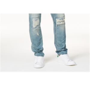 กางเกงยีนส์ผู้ชาย American Rag รุ่นวินเทจ สีน้ำเงินฟอกแบบ Distressed แต่งลายปะติดกลางตัวแบบ Stonewashed ทรงตรง ไซส์ 31x32 ผ้าเดนิมถักสำหรับฤดูหนาว - Product Image 6