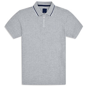 Camiseta Polo de alta gama 100% algodón respetuosa con el medio ambiente para hombre, patrón sólido personalizable, textura de hueso de arenque gris jaspeado, talla 6XL - Product Image 1