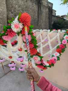 Canopée de mariage lourde en Phoolon Ki Chadar pour l'entrée de la mariée |   Chadar de mariage à la fleur de jasmin |   Décoration Doli indienne punjabi pakistanaise - Product Image 5