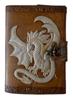 Dragón volador en relieve cuero genuino diario libro de hechizo Vintage Grimoire antiguo cuaderno o diario hecho a mano libro de sombras