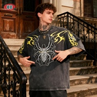 T-shirt surdimensionné personnalisé à épaules tombantes, motif araignée vintage, streetwear, impression sérigraphique, fabricant de t-shirts de haute qualité