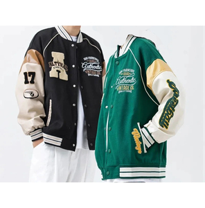 เสื้อแจ็กเก็ตเครื่องแบบเบสบอลของผู้ชายเสื้อแจ็กเก็ตปักลายตัวอักษรแนวสตรีทสำหรับใส่ไปเรียนแนวสตรีทสไตล์วินเทจใส่ได้ทั้งฤดูใบไม้ผลิและฤดูใบไม้ร่วง - Product Image 2