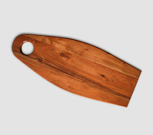 Plateau de charcuterie en bois d'acacia naturel élégant, plateau de service ovale unique, bloc à découper moderne avec poignée circulaire - Product Image 1