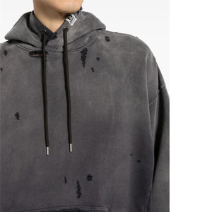 Fabrica profesional Hombres transpirables Sudaderas con capucha desgastadas Nueva moda Logotipo bordado Sudaderas con capucha desgastadas para hombres - Product Image 5