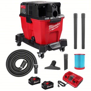 Extracteur de poussière de qualité supérieure HEPA sec/humide, réservoir de 9 gallons (1) Outil nu/(1) Chargeur/(2) Batteries - Product Image 1
