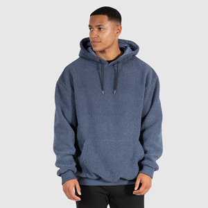 Pull-over d'hiver à capuche en polaire Sherpa pour hommes, veste doudoune d'hiver avec patchwork brodé, bloc de couleurs et capuche - Product Image 1