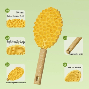 Brosse de toilettage pour animaux de compagnie de massage 3D avec poils en TPE Poignée ergonomique pour chats et chiens-Peigne de perte et de spa - Product Image 3