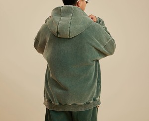 Sudadera con capucha y cremallera con capucha y lavado con ácido desgastado Vintage lavado al por mayor más vendida - Product Image 4