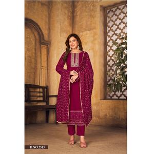 Travail de broderie lourde de style pakistanais Salwar Kameez Nazneen Dupatta High Faux Georgette Wedding Festive Wear Parties - Product Image 1