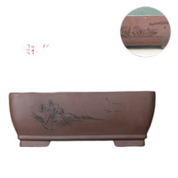 Grand pot rectangulaire en céramique Ming0004 pour plantes succulentes, fleurs, bonsaïs, pour décoration intérieure et extérieure, jardin, maison