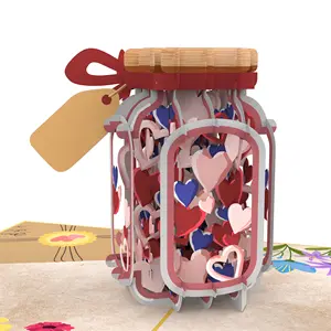 情人节愿望瓶环保畅销书来样定做情人节爱情周年婚礼3D卡手工纸激光切割