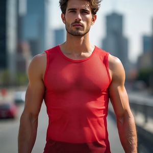 เสื้อกั๊กออกกำลังกายตาข่ายเนื้อบางใสสำหรับเด็กผู้ชายเสื้อกล้ามแขนกุดสำหรับฤดูใบไม้ผลิแห้งเร็ว - Product Image 2