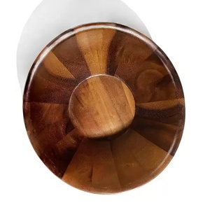 Bol en bois d'acacia naturel, ustensiles de cuisine de haute qualité, service de salade rond, bol décoratif de nourriture pour fruits, prix de gros - Product Image 4