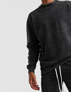 Sweat-shirt à col rond surdimensionné en coton 100% lourd pour hommes, personnalisable avec logo OEM, vente en gros - Product Image 3