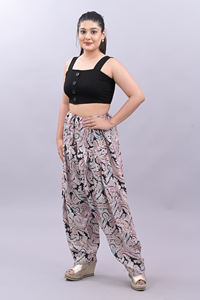 Pantalones estampados de algodón de verano personalizados para mujer, pantalones Palazzo de pierna ancha holgados de cintura para mujer, pantalones de pijama holgados de algodón - Product Image 3