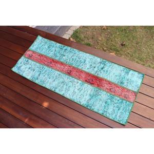 Alfombra Turca Vintage de 1.6x3.8 pies, Alfombra de Lana Azul Sólida - Product Image 3