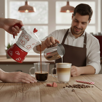 Ensemble cafetière Moka Pot, ensemble cadeau avec mousseur à lait, design romantique en forme de cœur pour les amateurs d'espresso à la maison