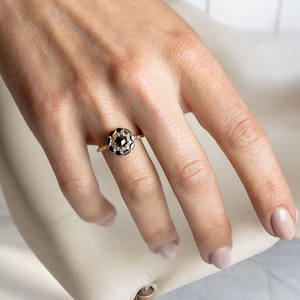 Anillos Vintage de Plata de Ley 925 para mujer, bonitos y elegantes, con espinela negra, corte de circón, compromiso, boda, fiesta, joyería para mujer - Product Image 4