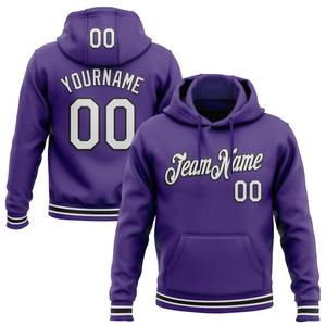 Custom Stitched Purple White-<b>Black</b> Sports Pullover Sweatshirt <b>Hoodie</b> - Product Image 1