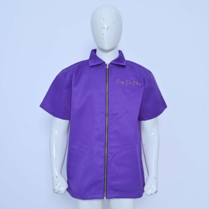 Wholesale High Quality Premium Custom Applique Embroidered Stand Knitted Casual Boxy Cropped Zip Quick Dry Work <b>Shirts</b> Men 100% - Product Image 1
