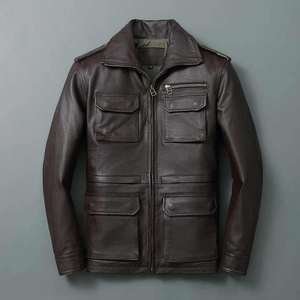 Chaqueta de Cuero Premium para Hombre, Estilo Motero, con Capucha de Lona, Impermeable, Hecha en Pakistán - Product Image 1